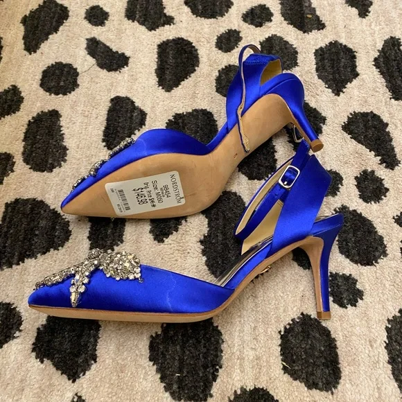 Blue satin embellished Badgley Mischka sandals - Picture 3 of 4